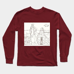 Mysterious Ruins, Airship, and Woman Long Sleeve T-Shirt